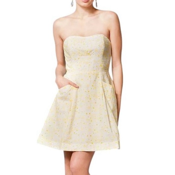 NWT Lilly Pulitzer Dandelion Yellow Daisy For Your Eyelet Strapless Dress 10 - Picture 1 of 12